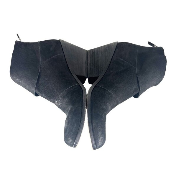 Eileen Fisher Tag Wrap-Snap Leather Booties Black Size 8 Block Heel Ankle Spot - Picture 7 of 11